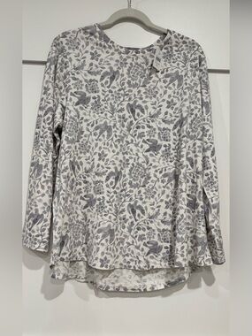 J. Jill White and Gray Floral Sleep Shirt
